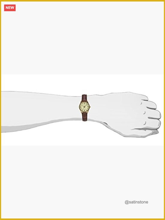 Genuine Leather Band Analog Quartz Watch Women\'s Gold Dial 28mm